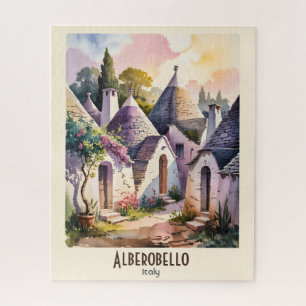 Puzzle Alberobello Italie Trulli Aquarelle Texte personna