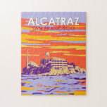 Puzzle Alcatraz Island San Francisco Travel Art Vintage<br><div class="desc">Art vectoriel Alcatraz Island. Alcatraz Island à la tombée de la nuit avec un phare, fortification militaire et prison fédérale située à San Francisco, Californie.</div>