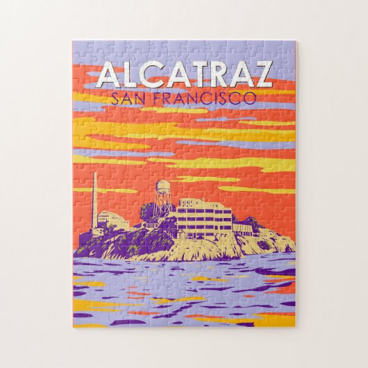 Puzzle Alcatraz Island San Francisco Travel Art Vintage (Vertical)