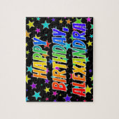 Puzzle "ALEXANDRA" Prénom, Amusant "HEUREUX ANNIVERSAIRE" (Vertical)