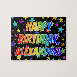 Puzzle "ALEXANDRIE" Prénom, Amusez-vous "Joyeux Anniversa
