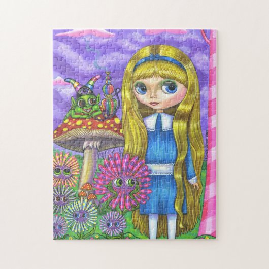 Puzzle Alice au pays des merveilles, Caterpillar, Fleurs  (Vertical)