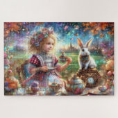 Puzzle Alice créative et Lapin Blanc Thé à l'aquarelle (Horizontal)