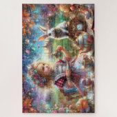 Puzzle Alice créative et Lapin Blanc Thé à l'aquarelle (Vertical)