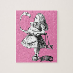 Puzzle Alice et le Flamant (fond rose)