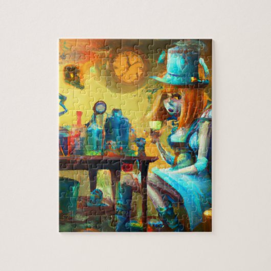 Puzzle Alice Steampunk créant des potions dans un laborat (Vertical)