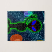 Puzzle Alien d'espace rougeoyant de paix d'yeux bleus (Horizontal)