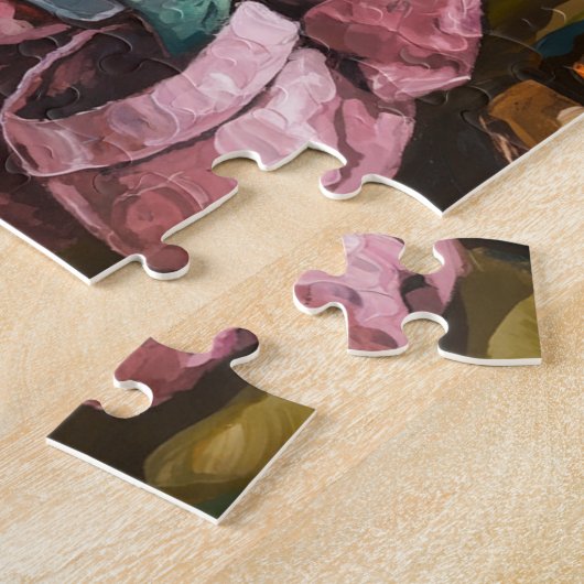 Puzzle Alien en robe rose avec café (Côté)