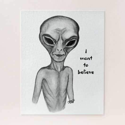 Puzzle Alien gris, je veux croire (Vertical)