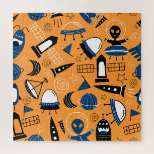Puzzle Alien OVNI, vaisseaux spatiaux, motif pour enfants