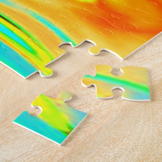 Puzzle Alien Planète marbré vert orange noir (Côté)