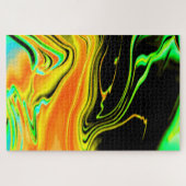 Puzzle Alien Planète marbré vert orange noir (Horizontal)
