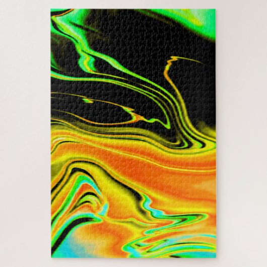 Puzzle Alien Planète marbré vert orange noir (Vertical)