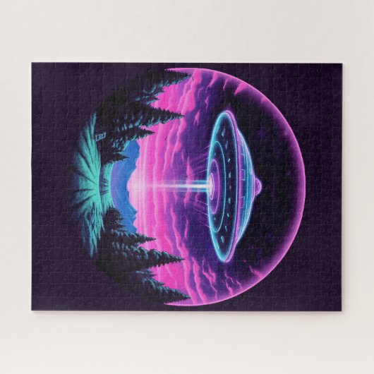 Puzzle Alien vaisseau spatial rétro futuriste (Horizontal)
