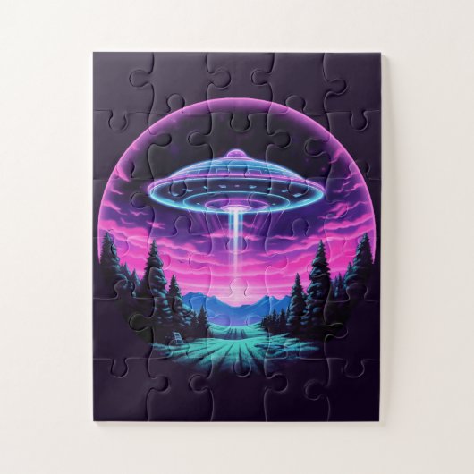 Puzzle Alien vaisseau spatial rétro futuriste (Vertical)
