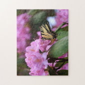 Puzzle Aliments Rhododendron rose et papillons à queue no (Vertical)