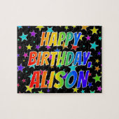 Puzzle "ALISON" First Name, Fun "HAPPY BIRTHDAY" (Horizontal)