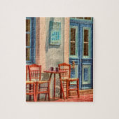 Puzzle “ALL WILL BE WELL” message on GREEK CAFE MENU, (Vertical)