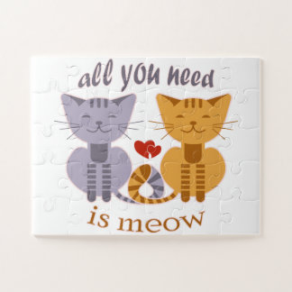 Puzzle All you need is meow Valentine cats