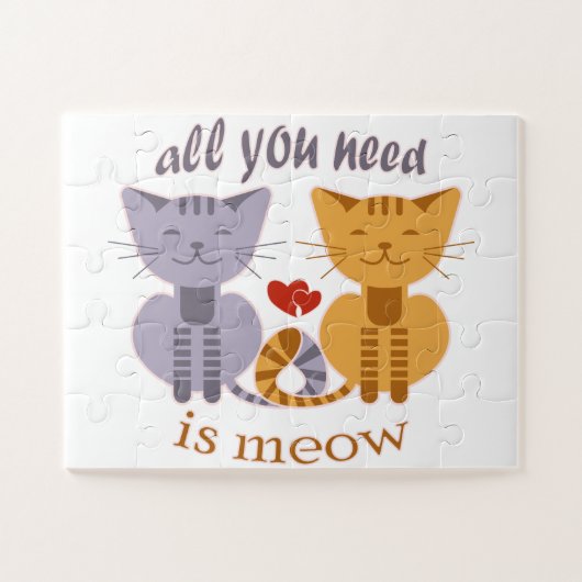 Puzzle All you need is meow Valentine cats (Horizontal)