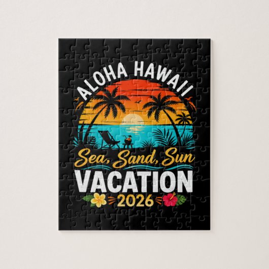 Puzzle Aloha Hawaii Mer Sable Soleil 2026 (Vertical)