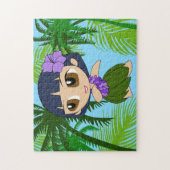 Puzzle Aloha Honeys Hawaiian Blue Hair Girl (Vertical)