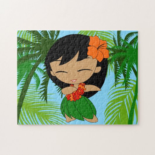 Puzzle Aloha Honeys Hawaiian Hula Girl with Orange (Horizontal)