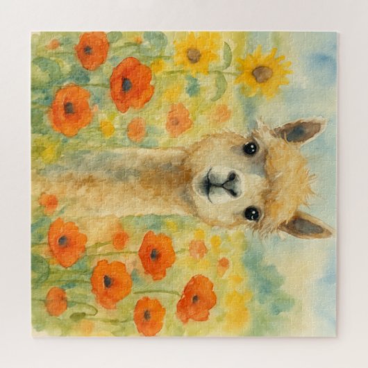 Puzzle Alpaca parmi les Fleurs sauvages (Horizontal)