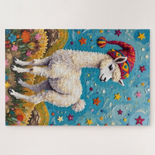 Puzzle Alpaca Peruvian Christmas Tassel Hat (Horizontal)