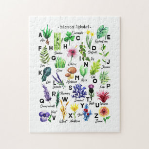 Puzzle Alphabet botanique moderne Plantes floraux