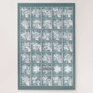 Puzzle Alphabet digital allemand 4 - gris pétrole /