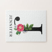 Puzzle Alphabet Floral Personnalisé J Monogramme (Horizontal)