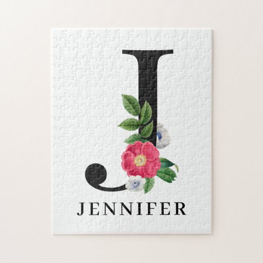 Puzzle Alphabet Floral Personnalisé J Monogramme (Vertical)