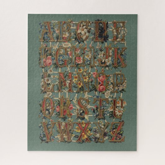 Puzzle Alphabet Floral Vintage (Vertical)