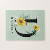 Puzzle Alphabet personnalisé D Monogramme floral (Horizontal)