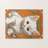 Puzzle Alphonse Mucha Art Nouveau Kitten blanc (Horizontal)