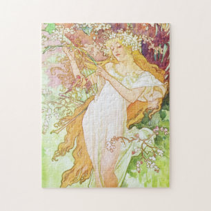 Puzzle Alphonse Mucha Printemps Floral Vintage Art nouvea