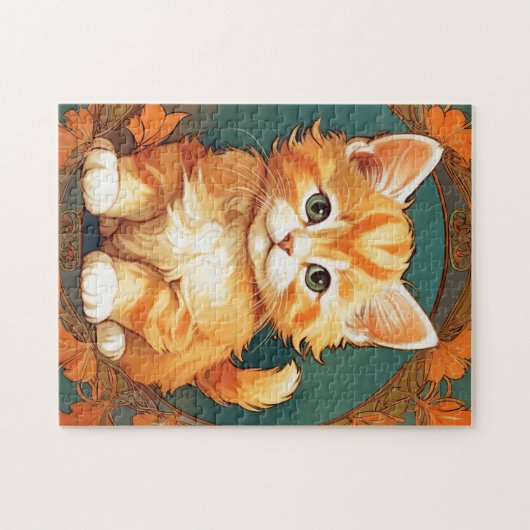 Puzzle Alphonse Mucha Style Chat orange (Horizontal)