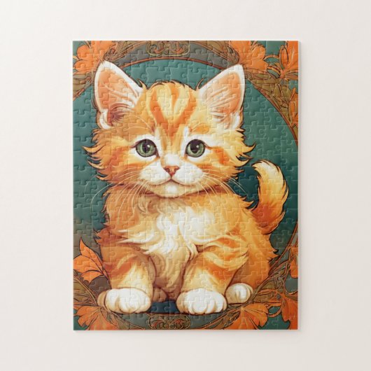 Puzzle Alphonse Mucha Style Chat orange (Vertical)