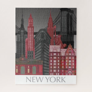 Puzzle Altitudes de New York par nuit - rouge
