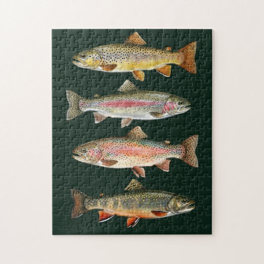 Puzzle Amateur de pêche - Conception de pêche à la truite (Vertical)