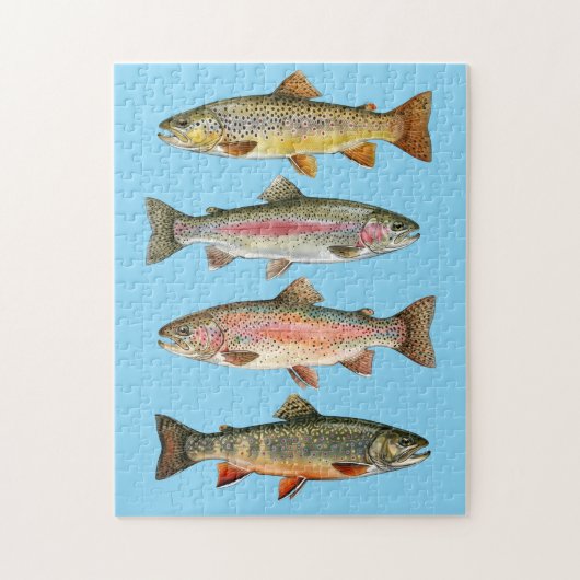Puzzle Amateur de pêche - Conception de pêche à la truite (Vertical)