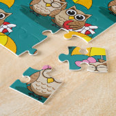 Puzzle Amateurs de chouette avec parapluie et boîte de ch (Côté)