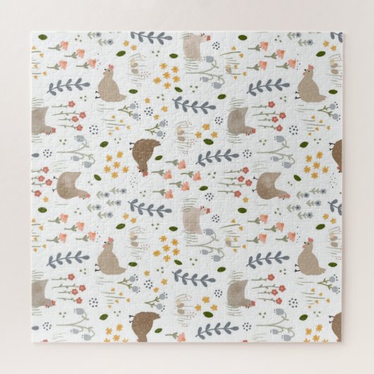 Puzzle Amateurs de poulet Ferme Animaux Plutôt Floral (Horizontal)