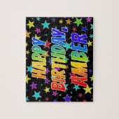 Puzzle "AMBER" Prénom, Amusant "HEUREUX ANNIVERSAIRE" (Vertical)