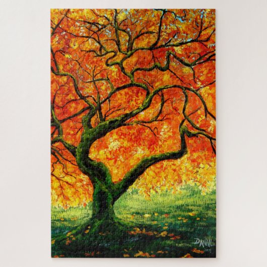 Puzzle Ambre chaud/automne Feuilles d'automne arbre tordu (Vertical)