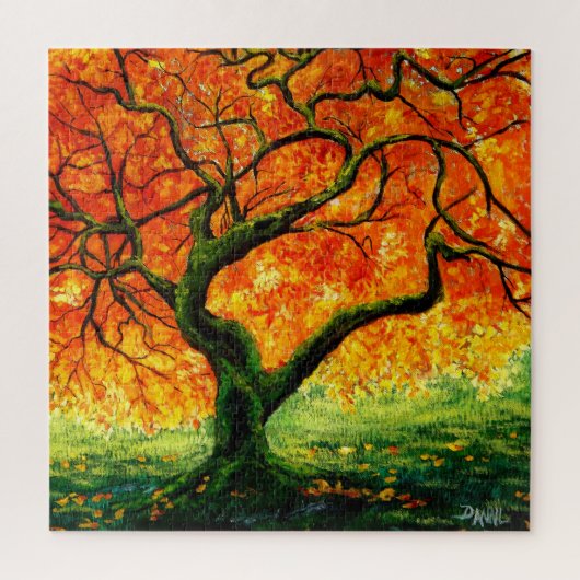 Puzzle Ambre chaud/automne Feuilles d'automne arbre tordu (Vertical)