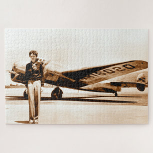 Puzzle Amelia Earhart Lockheed Electra Circa 1937 Sepia