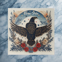 Américaine Vintage Patriotique Aigle Noir Ivoire D