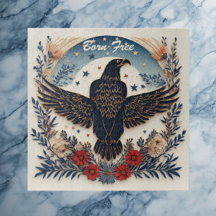 Puzzle Américaine Vintage Patriotique Aigle Noir Ivoire D